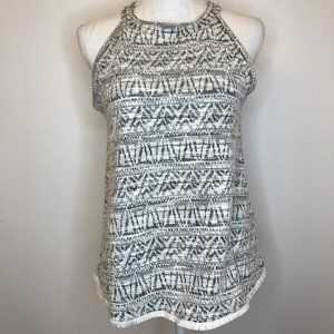 W5 Sweater Tank High Neck Fringe Gray Aztec Small